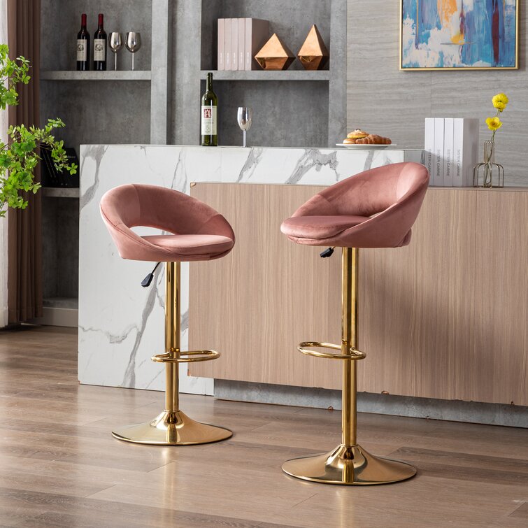 Everly Quinn Velvet Bar Stools Set Of 2 Modern Counter Height